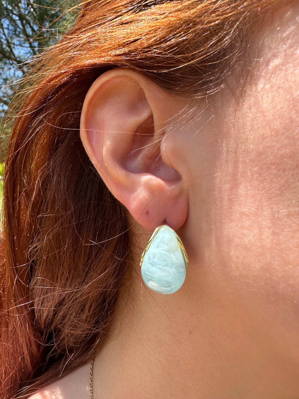 Mavi Sedefli Damla Küpe