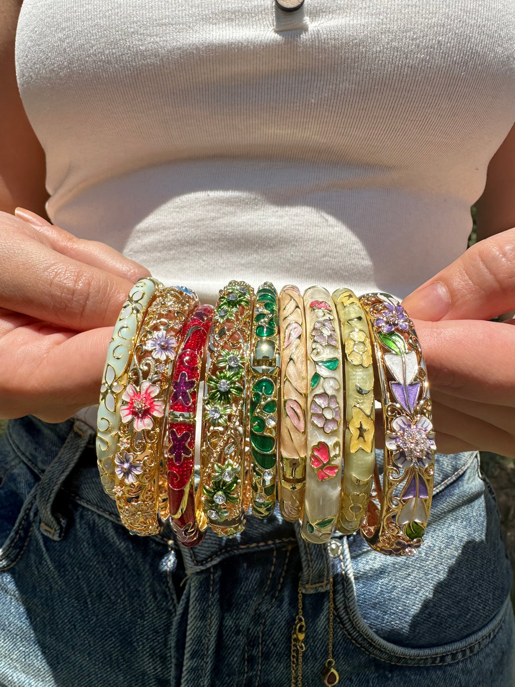 Çiçekli Renkli Mineli Bilezik