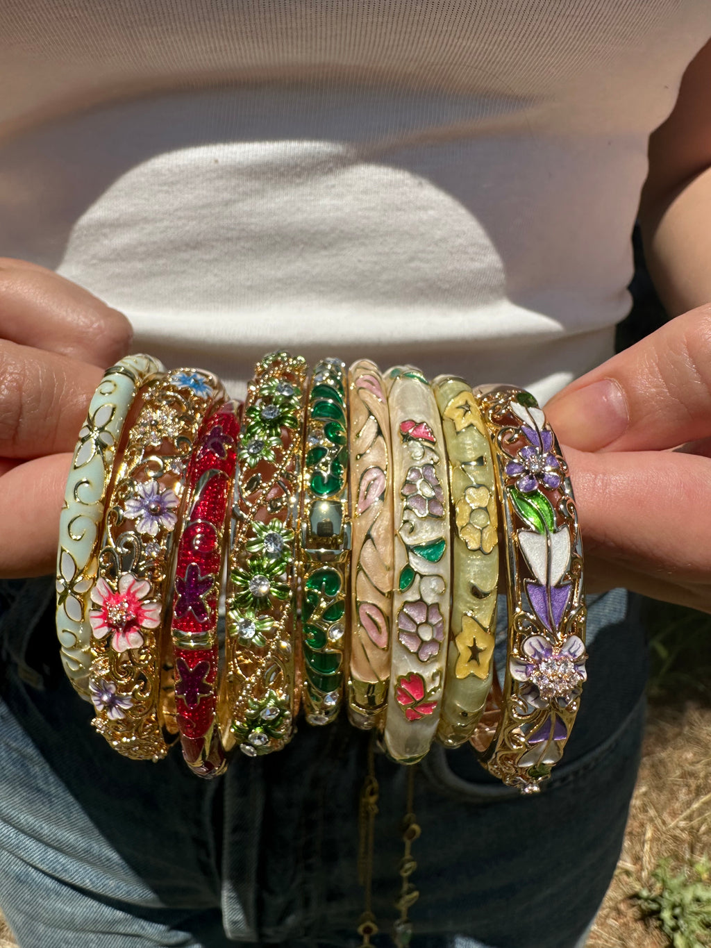 Çiçekli Renkli Mineli Bilezik