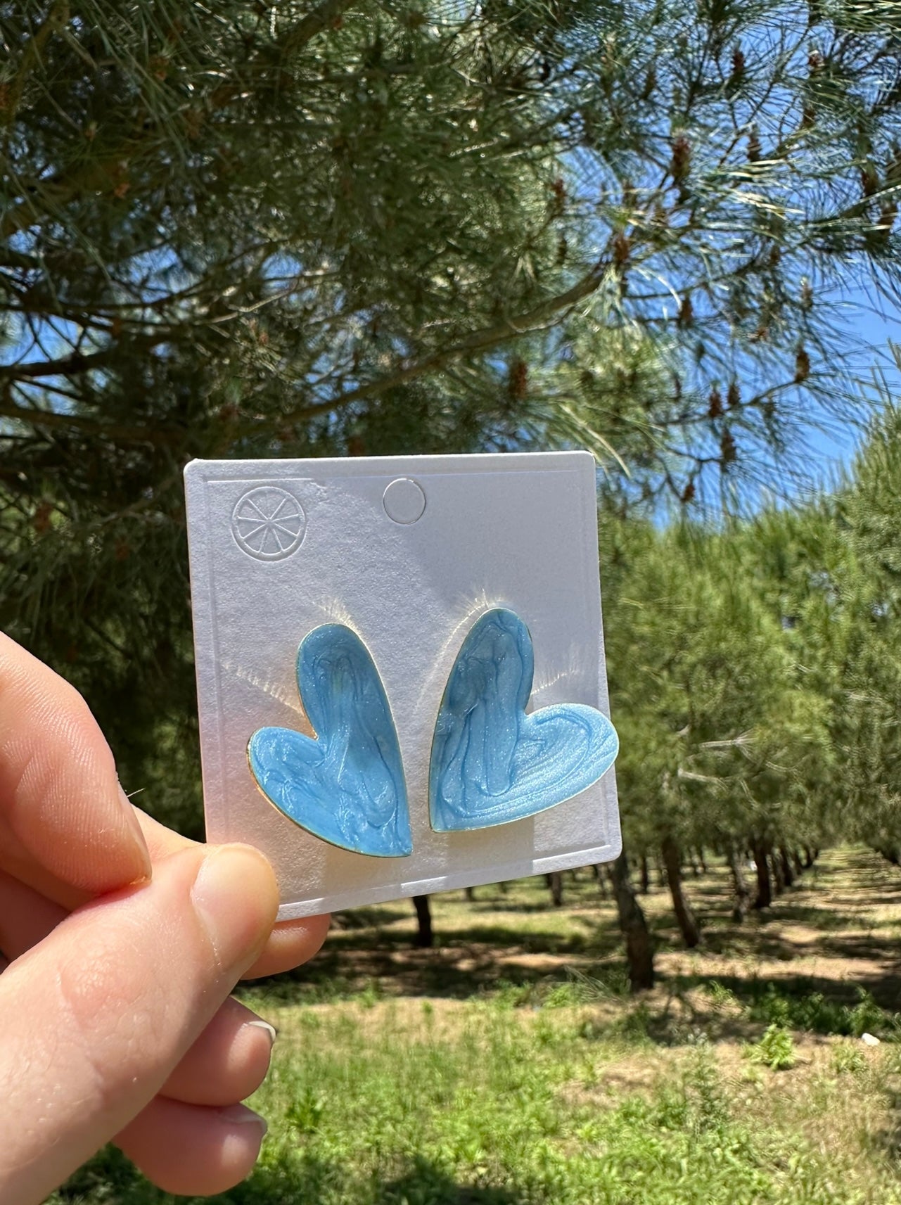 Yeşil Mineli Kalp Küpe