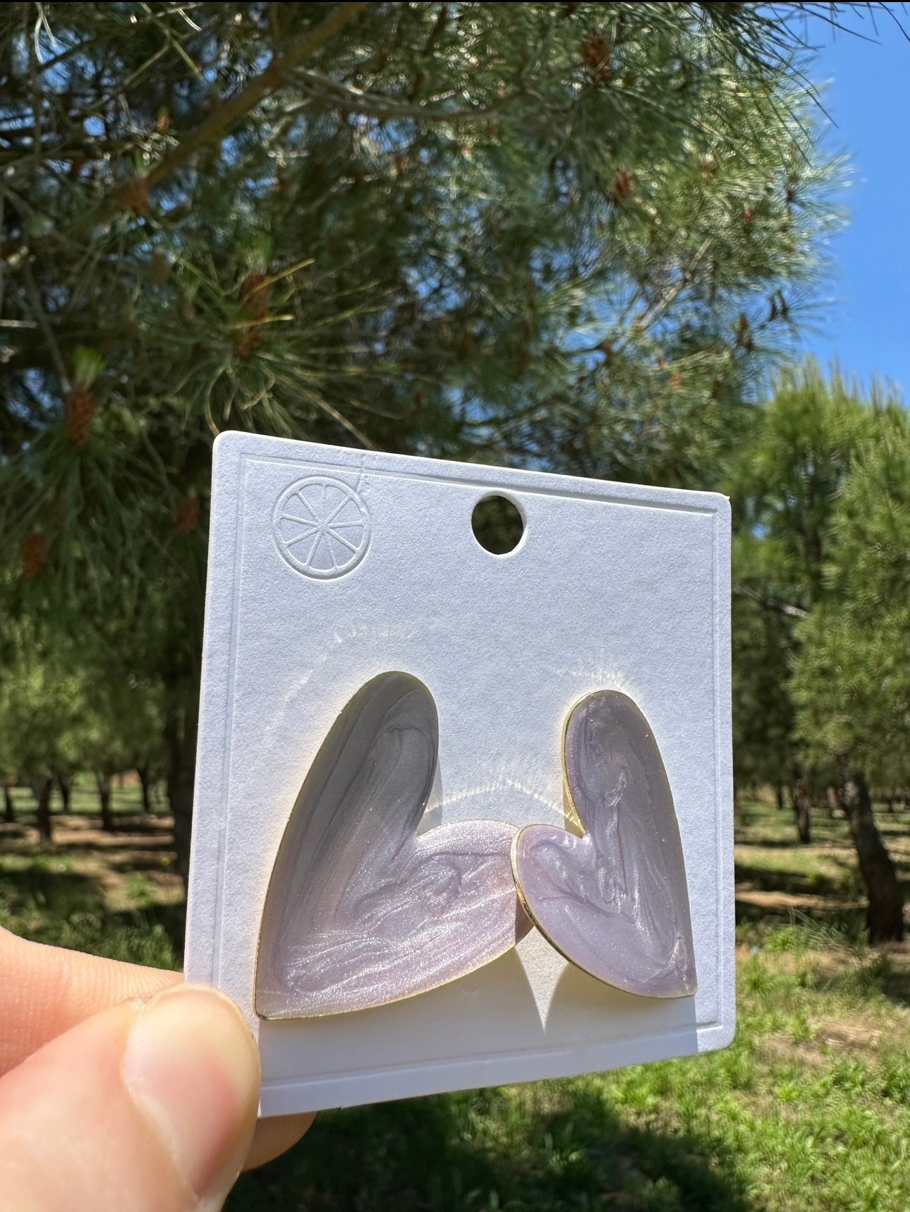 Yeşil Mineli Kalp Küpe