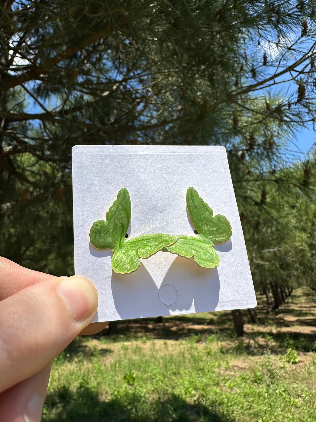 Yeşil Mineli Kelebek Küpe