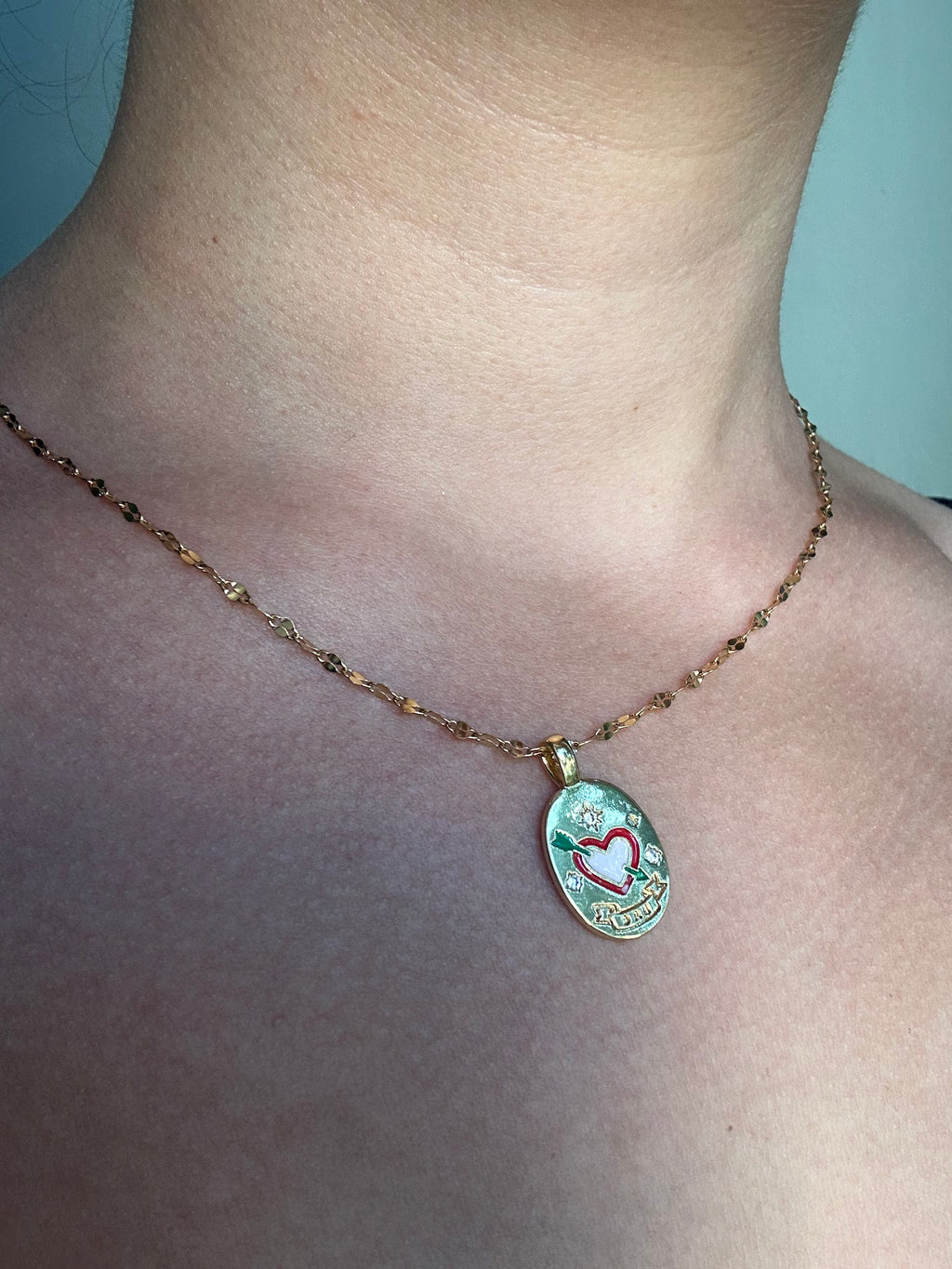 Çelik Kalp Detaylı Kolye