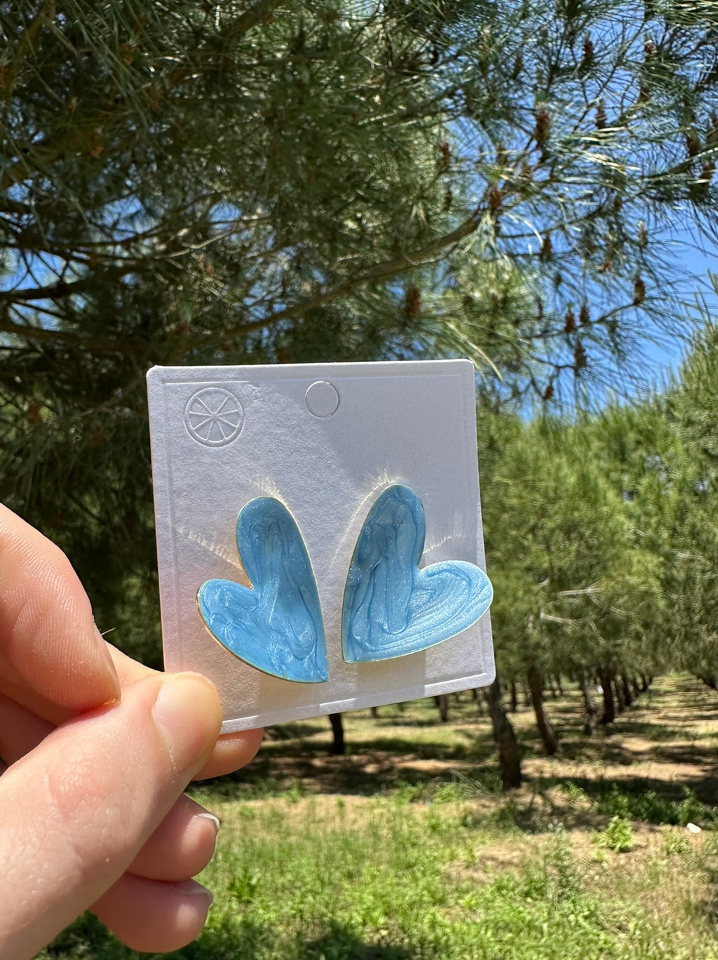 Mavi Mineli Kalp Küpe