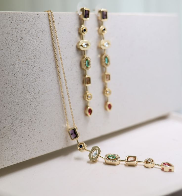 Çelik Zirkon Taşlı 7 Element Y Kolye