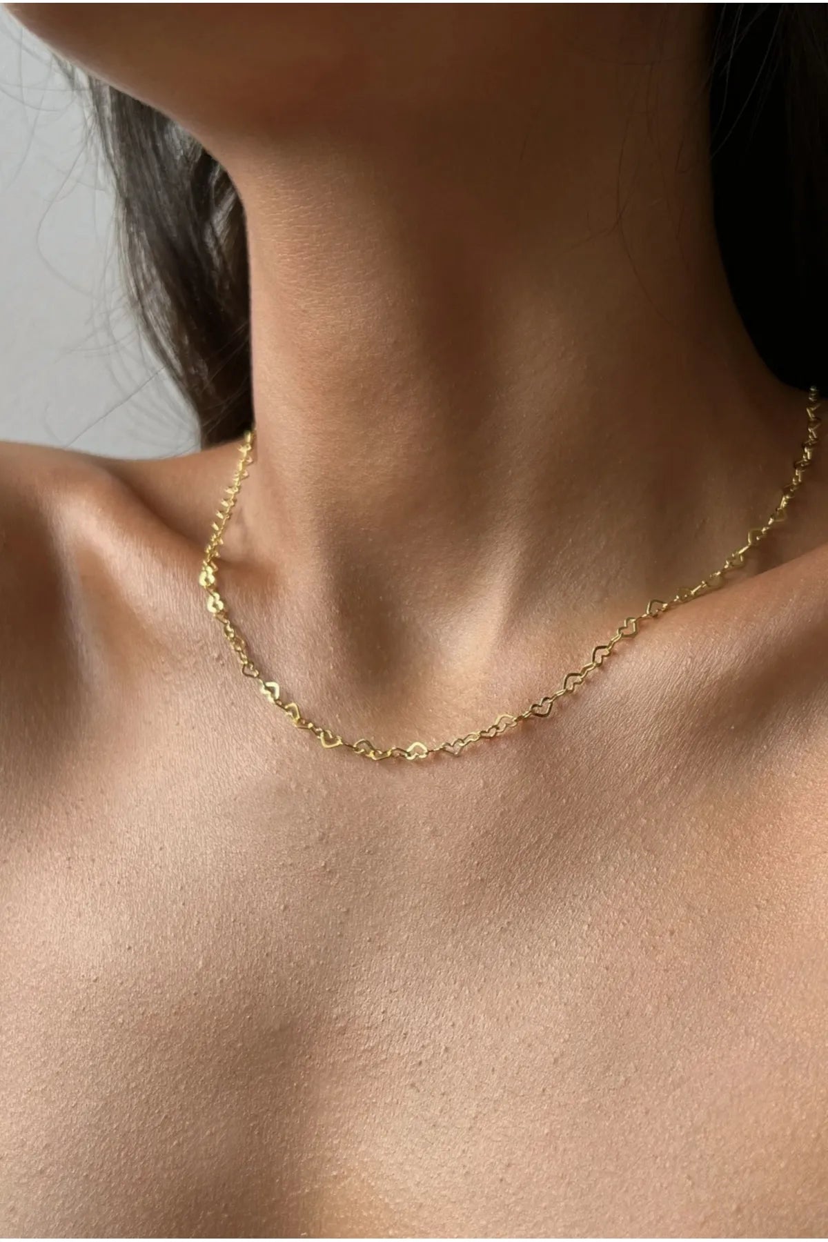 Kalp Zincir Choker Kolye