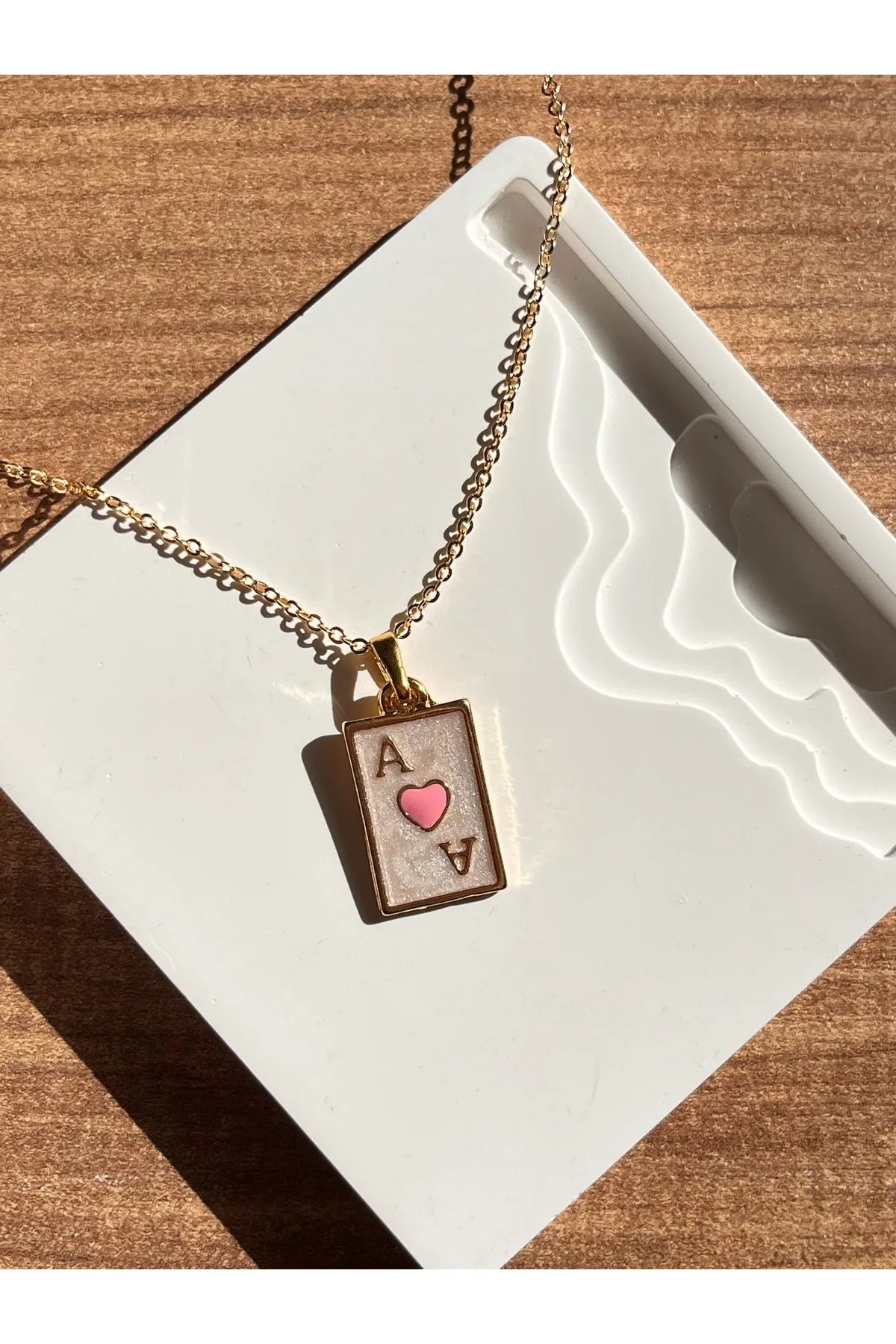 Pembe Mineli Kupa As Kolye