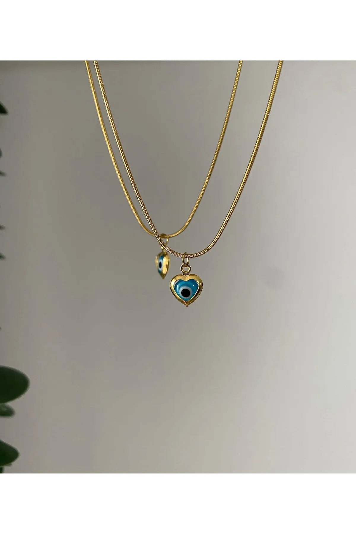 Çelik Zincirli Kalp Göz Kolye