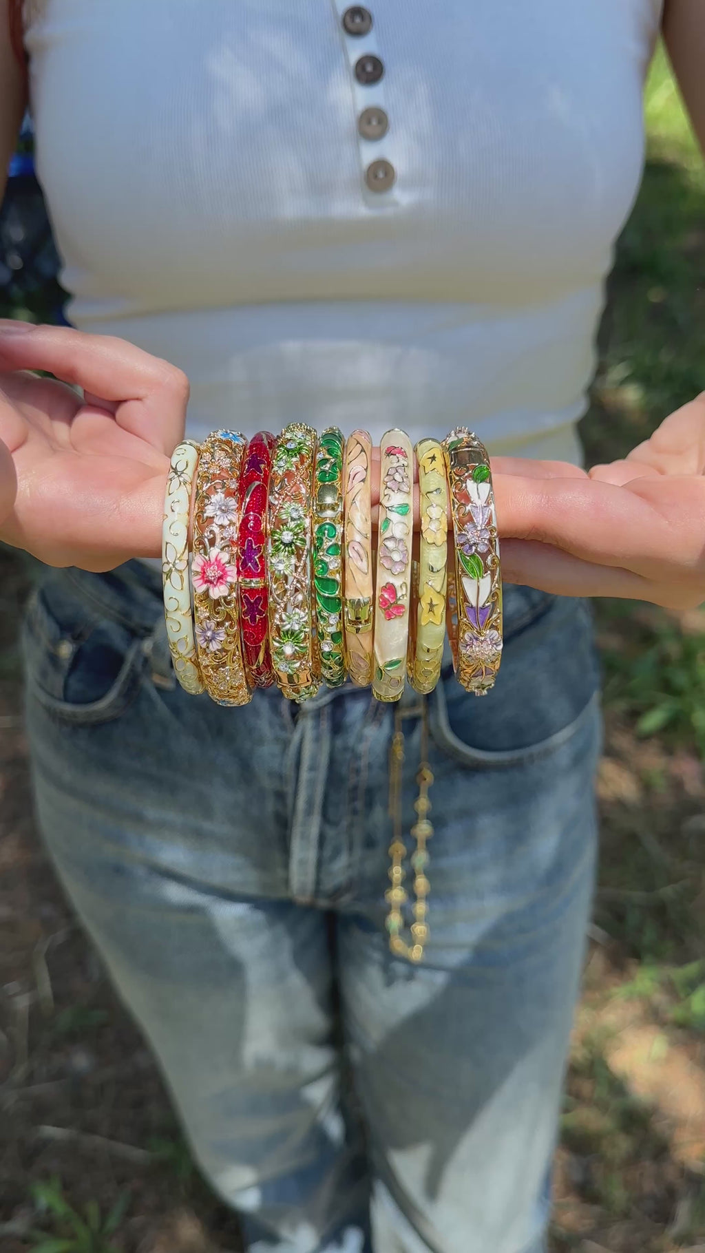 Çiçekli Renkli Mineli Bilezik