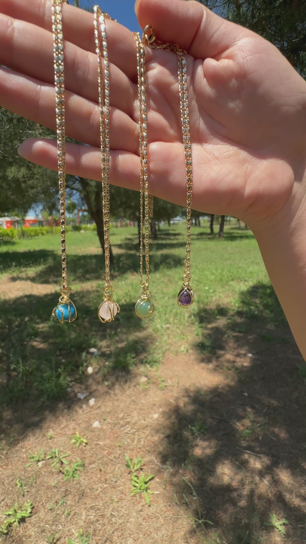 Örme Doğal Taşlı Kolye