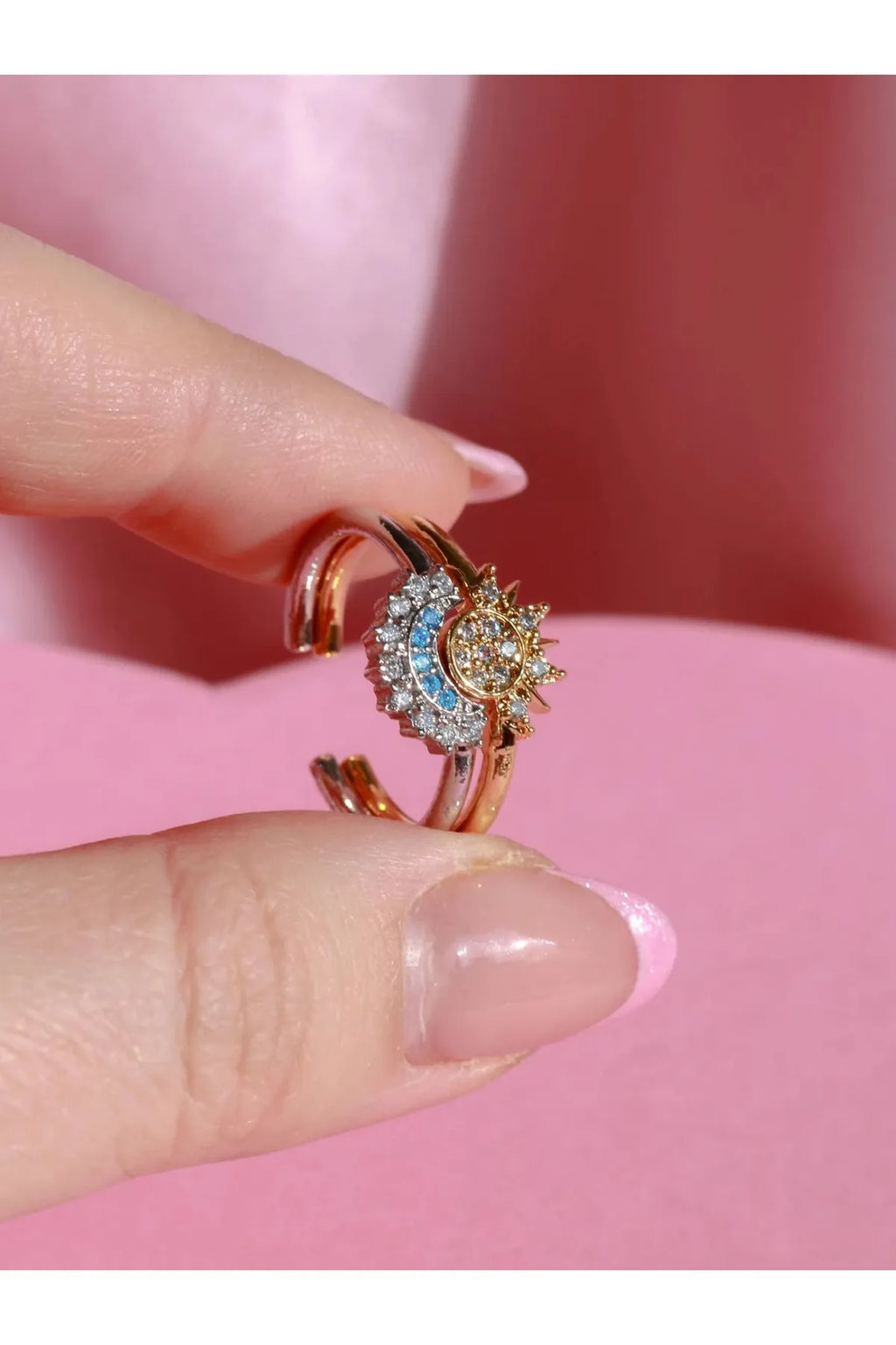 Çelik Ayarlanabilir Ay ve Güneş Çift Yüzük