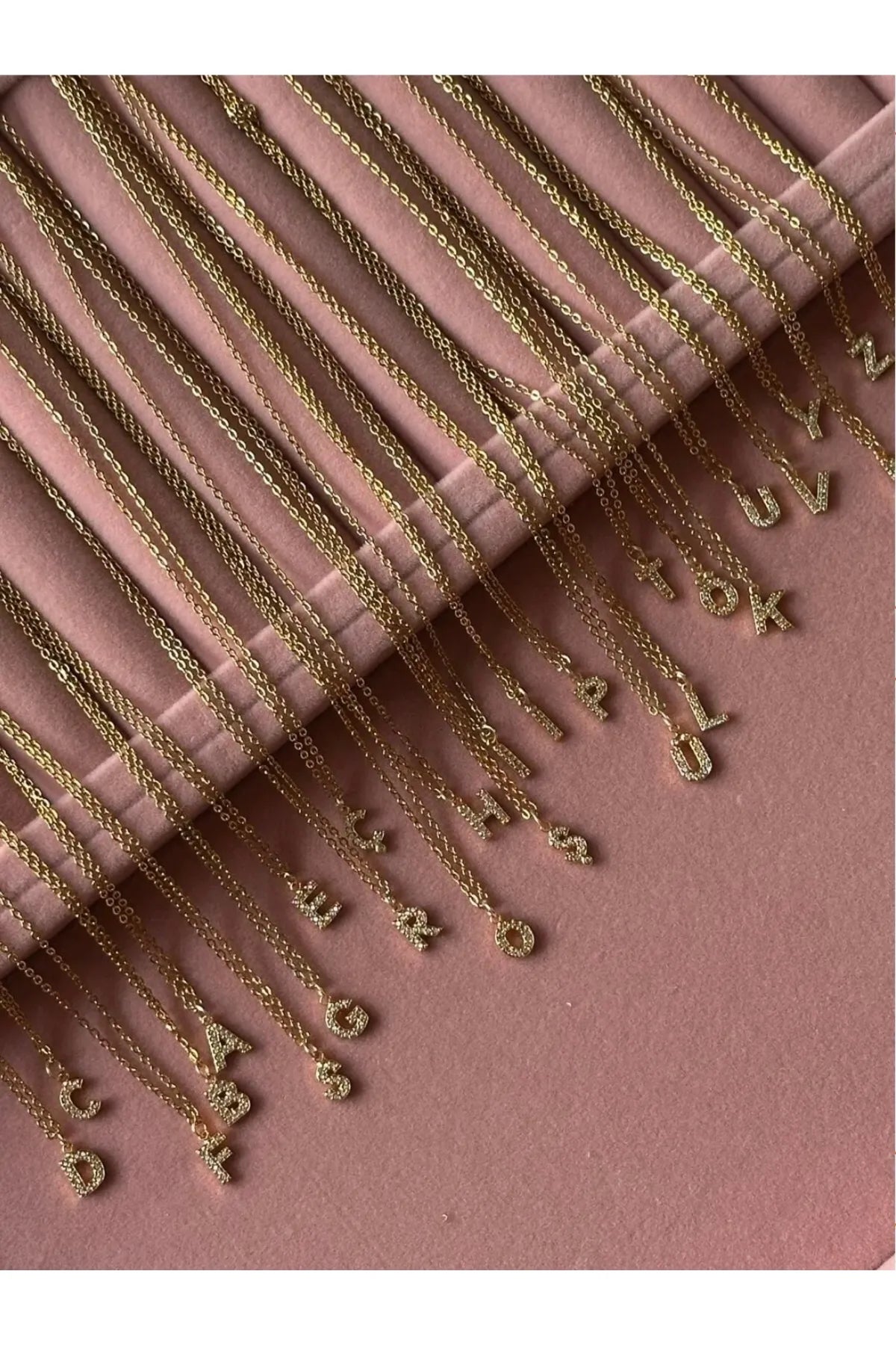 Çelik Zirkon Taşlı Harf Kolye